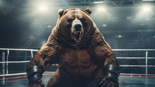 Bear in a wrestling match. Generative AI
