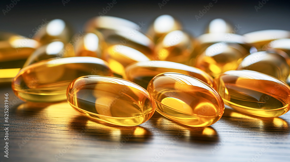 Omega 3, fish oil capsules, Generative AI Omega 3, fish oil capsules, Generative AI