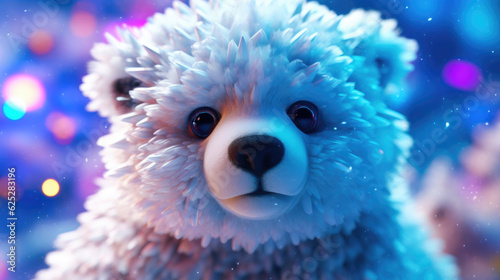 Enchanting Cub in a Digital Arctic Wonderland. Generative AI