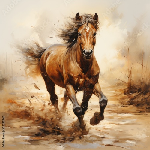 Portrait horse on nature background. Generative AI © kardaska