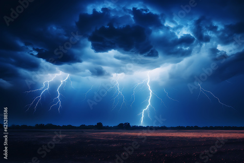 An awe-inspiring shot of a lightning storm illuminating a darkened sky, nature's electric ballet.