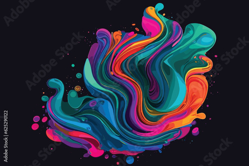 Fluid graphic shape vector art Abstract acrylic drop in water, Multicolored bright smoke abstract background colorful fog vibrant colors wallpaper swirl mix