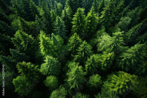 Green forests top view. Generative AI