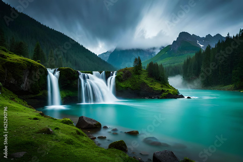 waterfall in the mountains