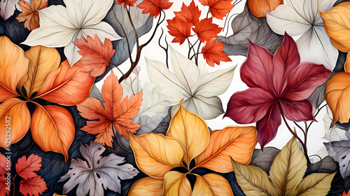 watercolor background of autumn leaves