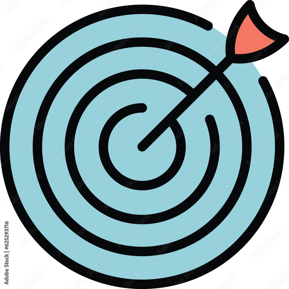Reached goal icon outline vector. Business target. Reach mission color flat Reached goal icon outline vector. Business target. Reach mission color flat