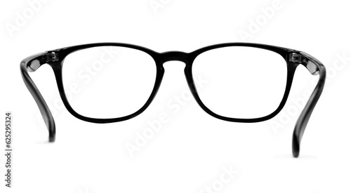 Stylish pair of glasses with black frame isolated on white