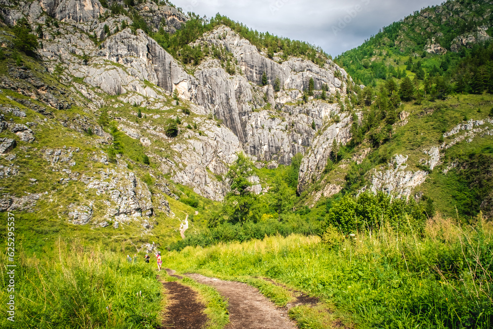 Valley of Spirits in gorge Che-Chkysh, Yelanda. Altai Republic, Siberia. Beautiful summer landscape. Altai mountains, Russia