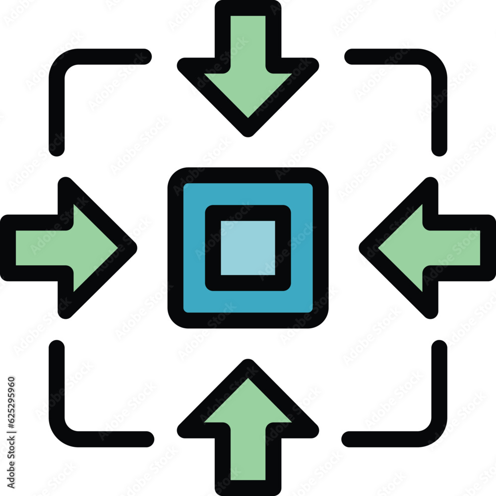 Task concentration icon outline vector. Mind work. Strategy support color flat