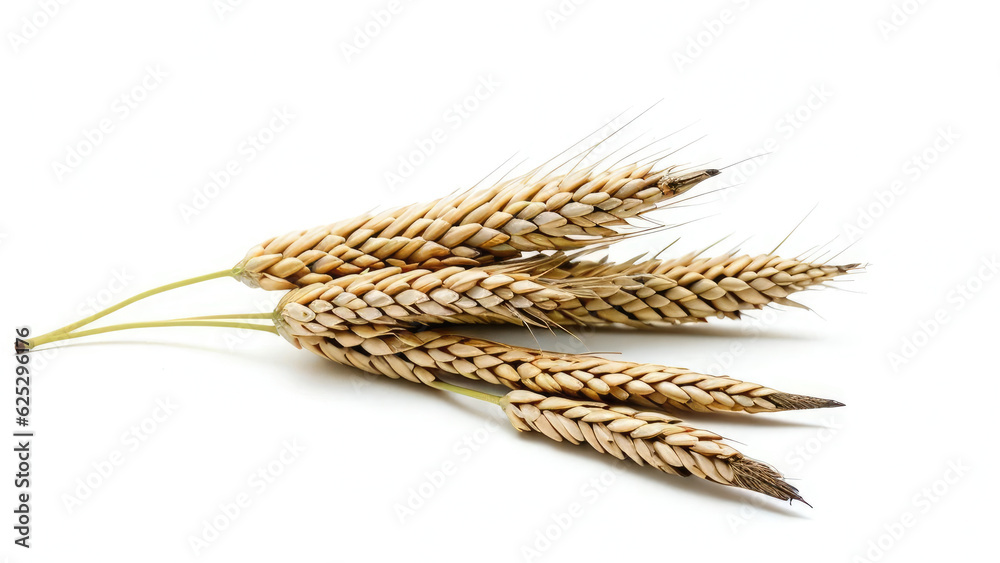 Green ears of wheat isolated on a white background, panorama for design, one ear of wheat Green ears of wheat isolated on a white background, panorama for design, one ear of wheat