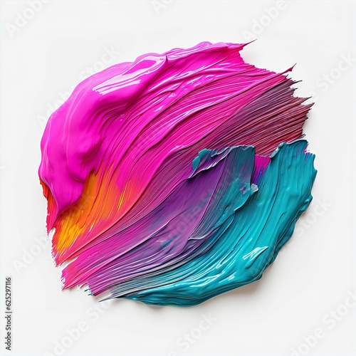Multi Coloured Colourful Paint Art Brush Stroke Texture White Background