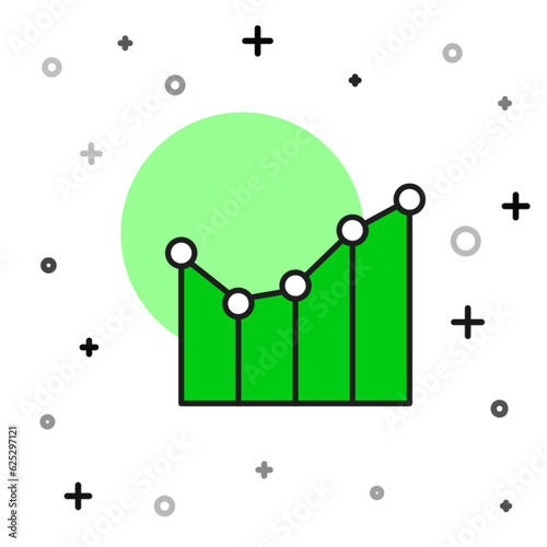 Filled outline Graph, schedule, chart, diagram, infographic, pie graph icon isolated on white background. Vector