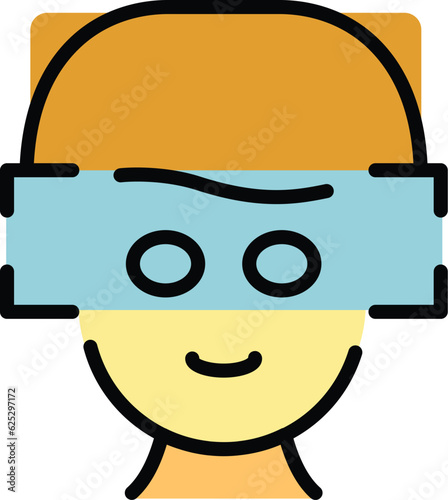 Check kid eye icon outline vector. Visual perception. Process health color flat