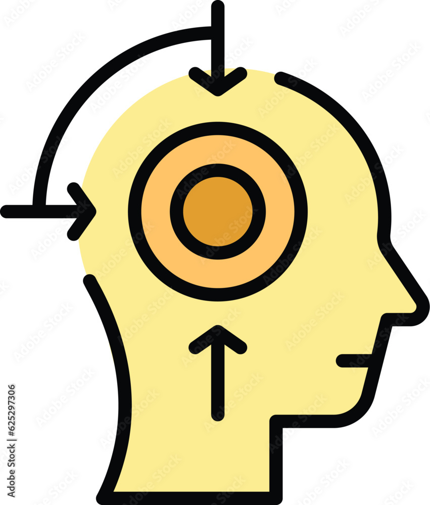 Cognitive system icon outline vector. Visual perception. Sensory process color flat - obrazy, fototapety, plakaty 