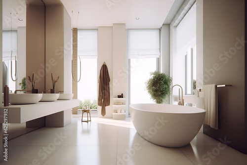 Eco style interior of bathroom in modern house