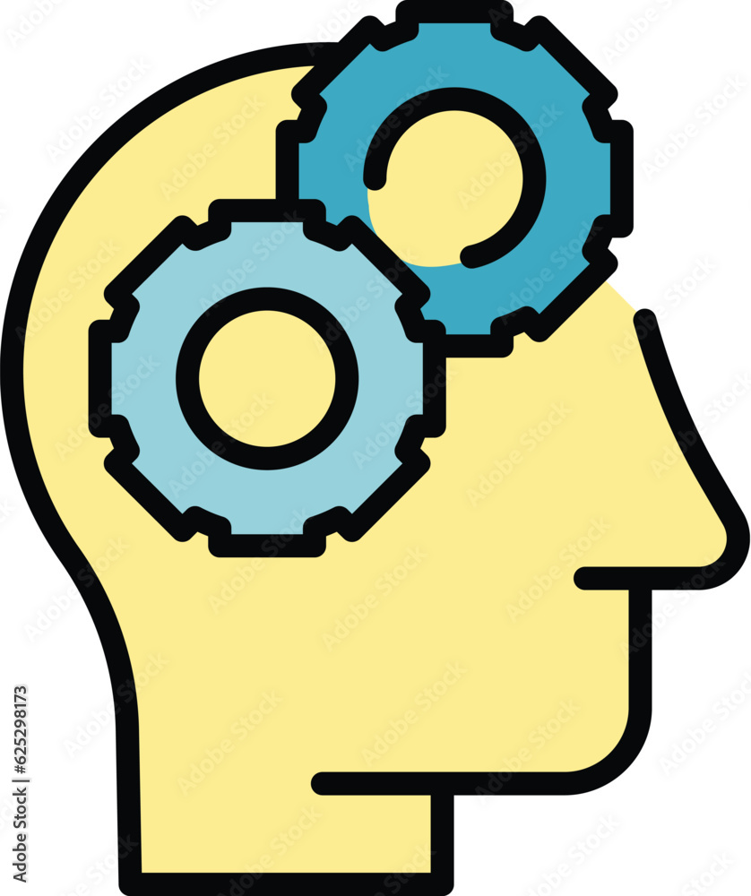 Brain thinking icon outline vector. Health process. Visual perception color flat Brain thinking icon outline vector. Health process. Visual perception color flat