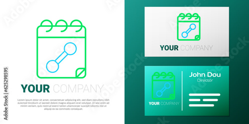 Line Calendar fitness icon isolated on white background. Training schedule. Colorful outline concept. Vector