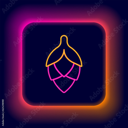 Glowing neon line Hop icon isolated on black background. Colorful outline concept. Vector