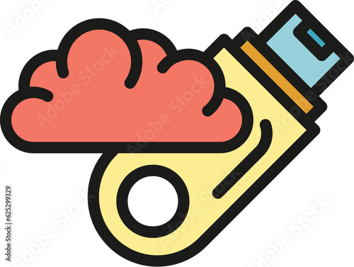 Memory stick icon outline vector. Drive data. Storage usb color flat