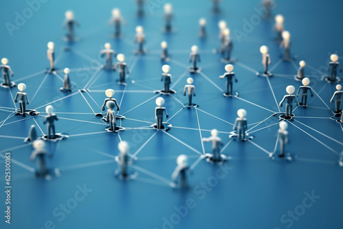 Miniature people on plan. Group of Miniature people isolated on white background. Social network connection. Generative AI.