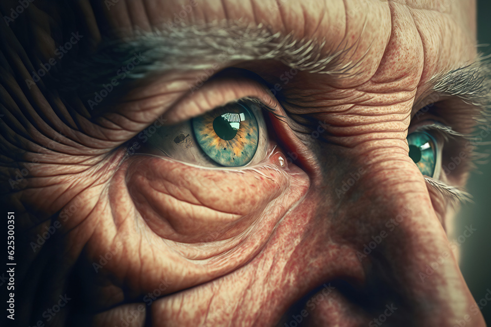 Old man eyes, face with wrinkled skin, illustration generative AI
Old man eyes, face with wrinkled skin, illustration generative AI