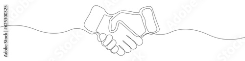 Handshake icon line continuous drawing vector. One line Handshake icon vector background. Greeting with hands icon. Continuous outline of a hands icon.
