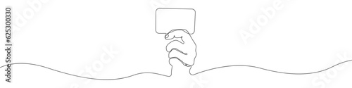 Bank card in hand icon line continuous drawing vector. One line Contactless payment card template icon vector background. Blank bank card template icon. Continuous outline of a Bank card in fingers ic