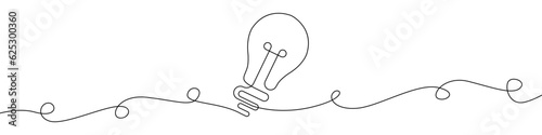 Light Bulb icon line continuous drawing vector. One line Bulb icon vector background. idea light bulb icon. Continuous outline of a Light Bulb icon.