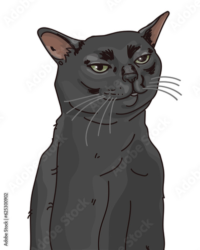 Canvas Print ilustraci√≥n vectorial del meme del gato negro disociado