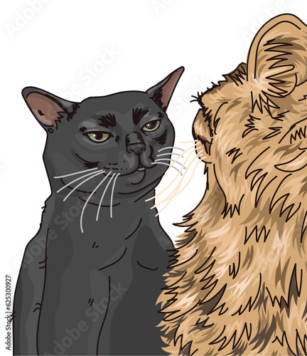 ilustración vectorial  de gatos, meme del gato negro disociado  photo