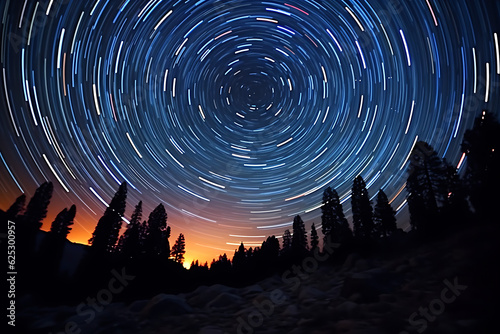 A mesmerizing time-lapse of stars streaking across the night sky  revealing the awe-inspiring motion of the cosmos.