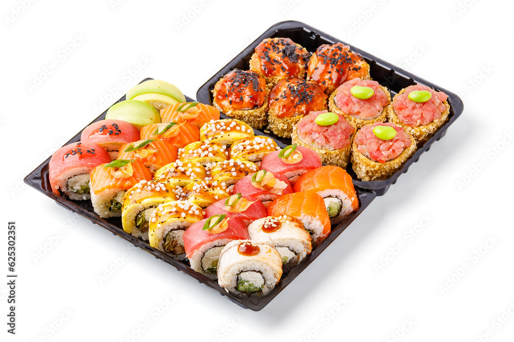 set of fresh appetizing rolls on white background for online restaurant website 14 set of fresh appetizing rolls on white background for online restaurant website 14