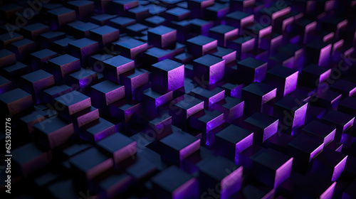 Violet Cube Background, Abstract 3D Design, Purple Geometric Wallpaper - Generative Ai 