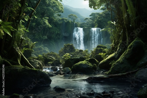Rainforest landscape photography  Generative AI