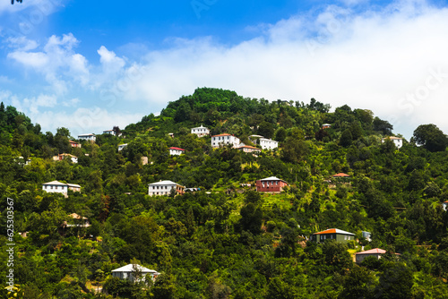 Concept of vacation and travel to Georgia. Nature, Ajaria green mountains. photo