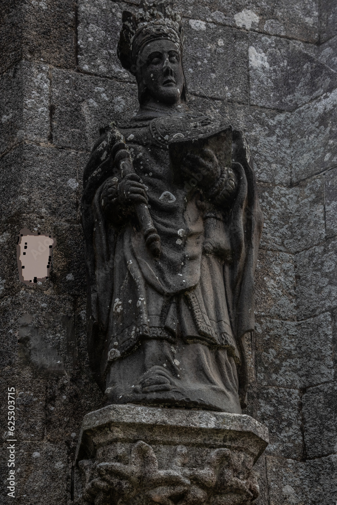 Statue de Saint-Milliau, église St-Milliau, Plonévez-Porzay, Finistère, Bretagne, France