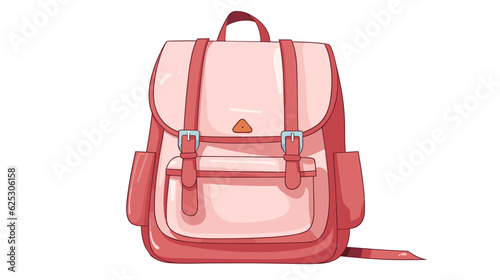 2D Vector Illustration of Elementary School Pink Backpack