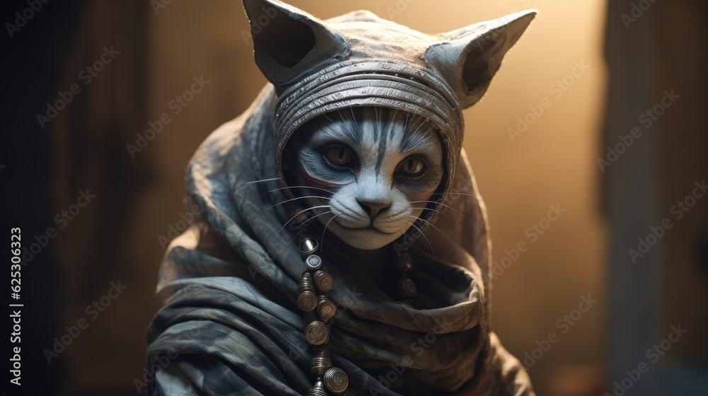 a cat wearing a garment