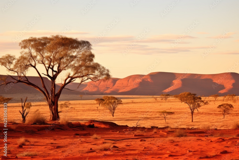 a desert landscape with trees
