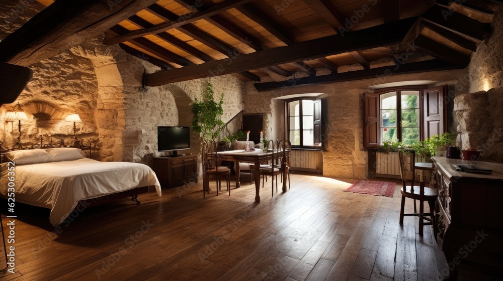 a bedroom with a bed and a table a bedroom with a bed and a table