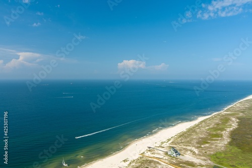 Aerial view of the beach at Fort Morgan, Alabama