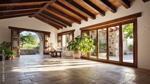 a room with a large glass door and a large window