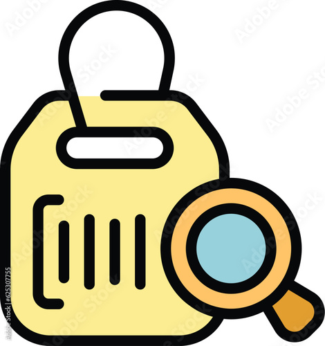 Magnifying price icon outline vector. Best sale. Cost tag color flat