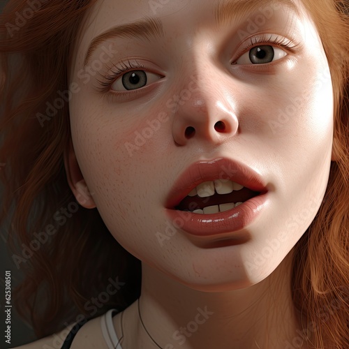 a woman with her mouth open