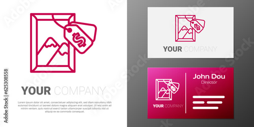 Logotype line Auction painting icon isolated on white background. Auction bidding. Sale and buyers. Logo design template element. Vector
