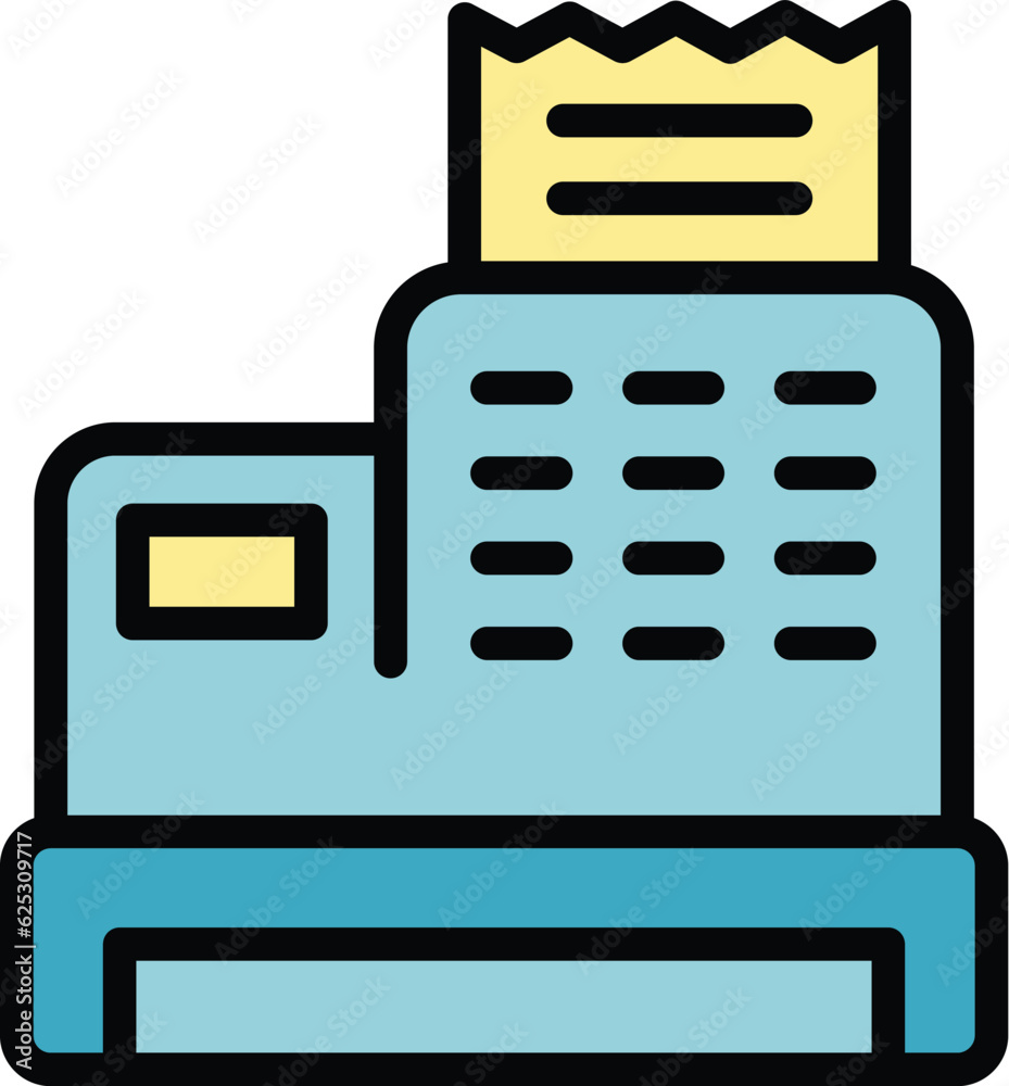 Cashier machine icon outline vector. Cash payment. Shopping scanner color flat
