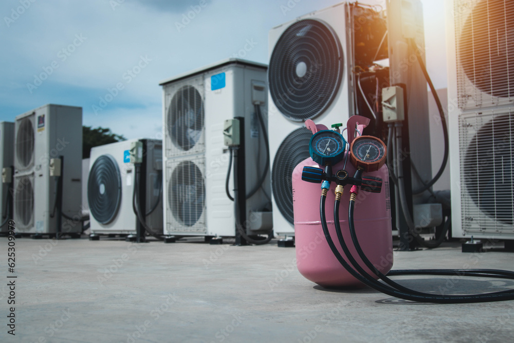 Air conditioning check service leak detection gauges to check ...