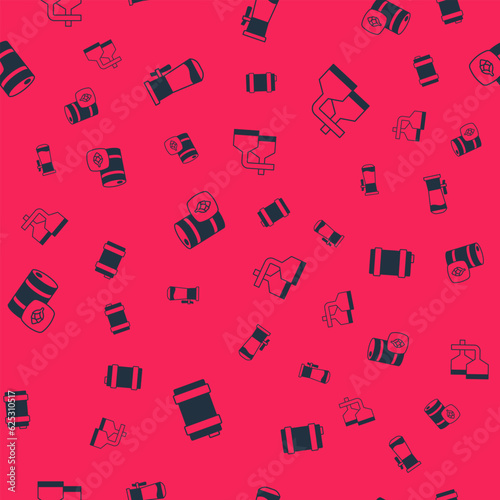 Set Metal beer keg, Beer tap, and brewing process on seamless pattern. Vector