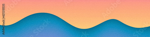 Orange peach blue turquoise fluid waves gradient background. Silk satin. Drapery, curtain. Folds. Shiny fabric. Glow glitter neon electric light metallic. Line stripe. Wide web banner. © clusterx