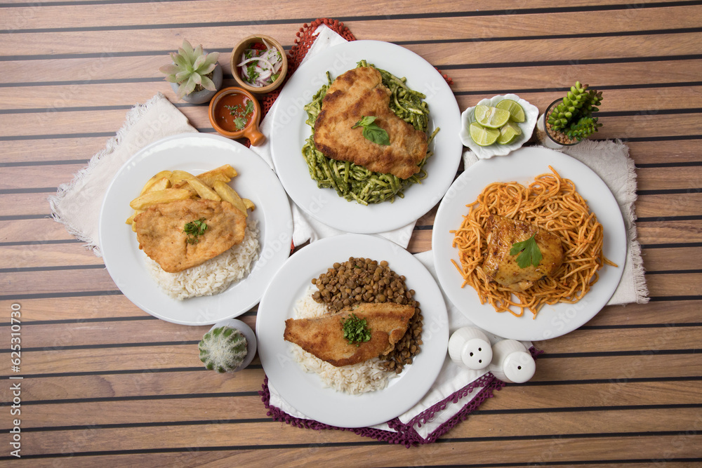 Food buffet peruivan table Assorted dishes gourmet cuisine Peru traditional Food buffet peruivan table Assorted dishes gourmet cuisine Peru traditional